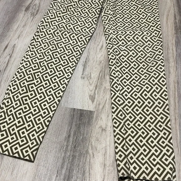 Krazy Larry Brown Tan Geometric Pull On Ankle Pants 4 - Picture 2 of 5